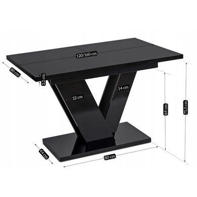 Стол раскладной MEBEL ELITE CLARK 120(160)х80 см Черный реальная фотография