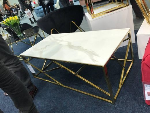 Журнальний столик Escada A II Signal 120x60 Білий Ефект Мармуру / Золото жива фотографія