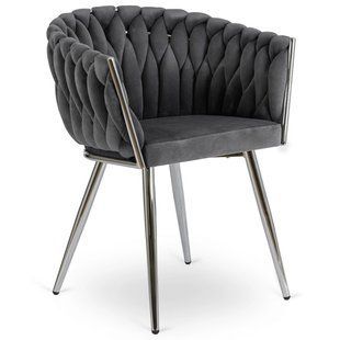 Стілець оксамитовий MEBEL ELITE SORELLA Velvet Сірий / хром жива фотографія