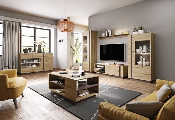 Витрина низкая Perfect Home Арко / Arco 1-дверная 1D1W/72 Дуб артизан/графит реальная фотография