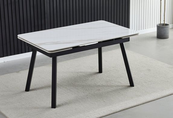 Стіл розкладний MADRID CERAMIC Intarsio 140(200)*85 Білий Глянець Чорний жива фотографія