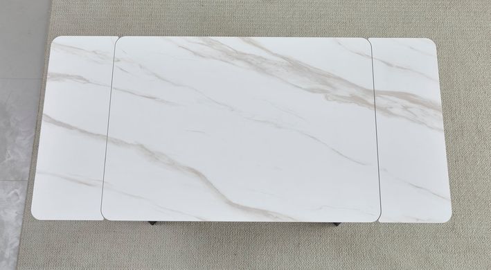 Стіл розкладний MADRID CERAMIC Intarsio 140(200)*85 Білий Глянець Чорний жива фотографія