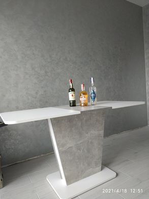 Розкладний стіл COSMO Intarsio 110(145)x68 Біла Аляска РЕ / Індастріал Сірий жива фотографія