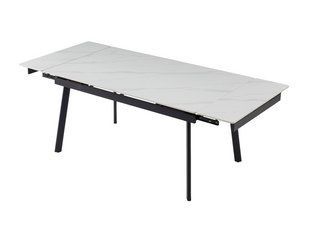 Керамический стол TM-98 VETRO 150(210)x90 белый мрамор + черный реальная фотография