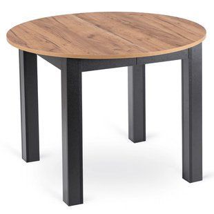 Стол раскладной круглый MEBEL ELITE JAMES 103(223)х103 Дуб крафт/черный реальная фотография