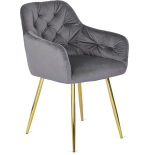 Стілець оксамитовий MEBEL ELITE RAYA Velvet сірий / золотий жива фотографія