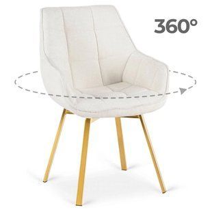 Стілець поворотний MEBEL ELITE MIA Кремовий Букле жива фотографія