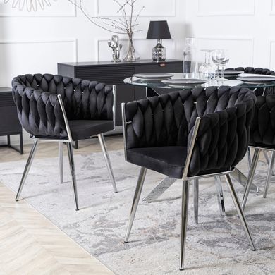 Стілець оксамитовий MEBEL ELITE SORELLA Velvet Чорний / хром жива фотографія