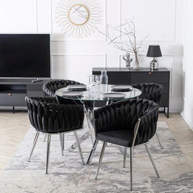 Стілець оксамитовий MEBEL ELITE SORELLA Velvet Чорний / хром жива фотографія