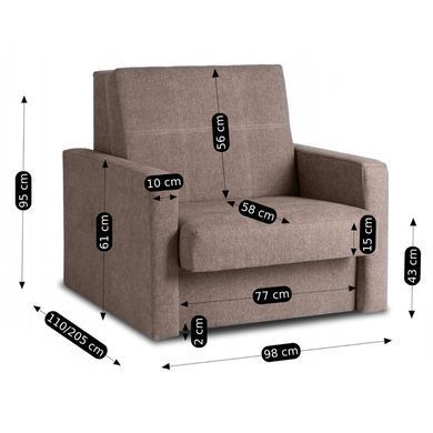 Кресло раскладное MEBEL ELITE MILAN 1, 98 см MEBEL ELITE Беж/ткань