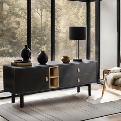 ТВ Тумба MEBEL ELITE ARTI 140 Черный реальная фотография