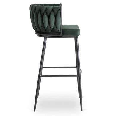 Барний стілець оксамитовий MEBEL ELITE FLORES Velvet чорний / зелений жива фотографія