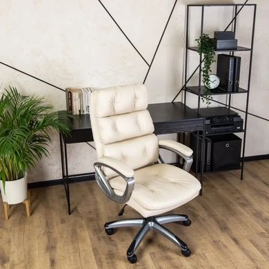 Стілець офісний обертовий MEBEL ELITE STRATO Екошкіра Кремовий жива фотографія