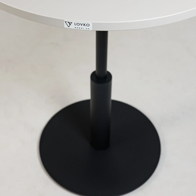 Стіл Ibiza R light Lovko 60x60 Чорний метал/білий жива фотографія