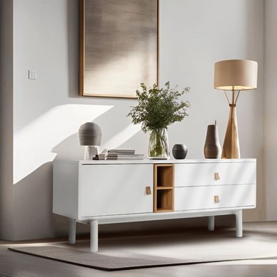ТВ Тумба MEBEL ELITE ARTI 140 Белый реальная фотография