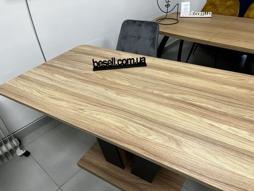 Стіл розкладний TORINO B/G Intarsio 140(180)x80 Блеквуд ячмінний / Графіт жива фотографія