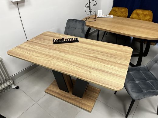 Стіл розкладний TORINO B/G Intarsio 140(180)x80 Блеквуд ячмінний / Графіт жива фотографія