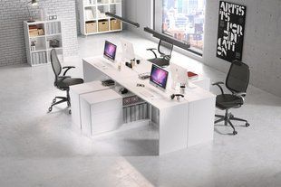 Стол офисный письменный Perfect Home Тео/Teo 3S/138 с 3 ящиками Белый реальная фотография