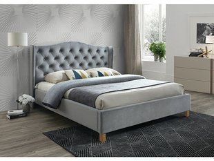 Кровать ASPEN Velvet Signal 140x200 Серый реальная фотография