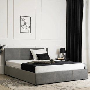 Ліжко двоспальне оксамитове MEBEL ELITE ALISSON Velvet 140x200 Сірий жива фотографія