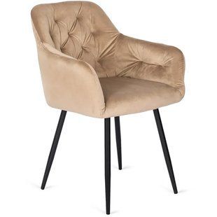 Стілець оксамитовий MEBEL ELITE VIKI Velvet бежевий жива фотографія