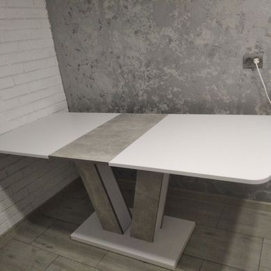 Стіл розкладний TORINO B/I Intarsio 140(180)x80 Біла Аляска РЕ / Індастріал Сірий жива фотографія