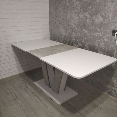 Стіл розкладний TORINO B/I Intarsio 140(180)x80 Біла Аляска РЕ / Індастріал Сірий жива фотографія