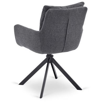 Комплект стіл MEBEL ELITE LUIGI 160(240)х90 см сірий мармур/чорний та 4 стільців PAUL темно-сірого кольору жива фотографія