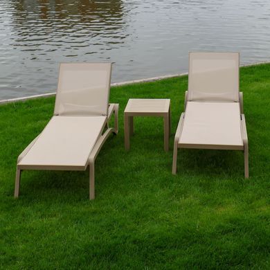 Комплект 2 шезлонга Onto Siesta Pacific + Стол Siesta Ocean Side Table - Taupe