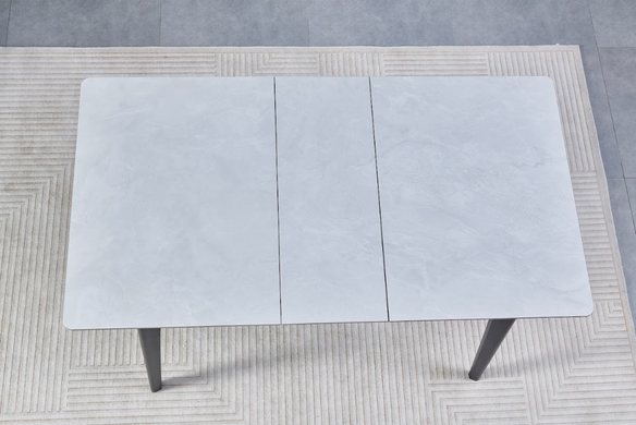 Стол раскладной BERLIN CERAMIC Intarsio 111(140)x75 Серый Глянец Керамика Черный реальная фотография