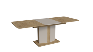 Стол раскладной CRYSTAL D/S MAX Intarsio 160(220)x90 стоун бейж/шелковый камень реальная фотография