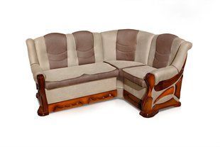 Мягкий уголок раскл.Визит Микс Мебель 175*130(Beige+Brown)орех реальная фотография