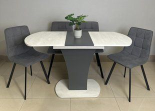 Стол раскладной SHERIDAN S/A Intarsio 110(145)x60 Шелковый камень/антрацит реальная фотография