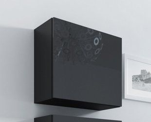 Витрина навесная VIGO Cama Квадрат 50x50 Черный Мат / Черный Глянец реальная фотография