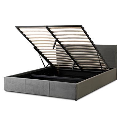 Ліжко двоспальне оксамитове MEBEL ELITE ALISSON Velvet 140x200 Сірий жива фотографія