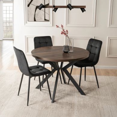 Стол раскладной круглый MEBEL ELITE LUKAS 100(250)х100 см Орех/черный реальная фотография
