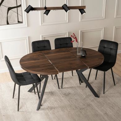 Стол раскладной круглый MEBEL ELITE LUKAS 100(250)х100 см Орех/черный реальная фотография