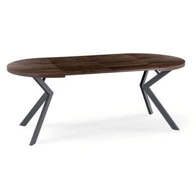 Стол раскладной круглый MEBEL ELITE LUKAS 100(250)х100 см Орех/черный реальная фотография