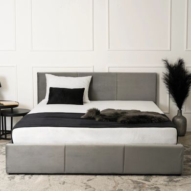 Ліжко двоспальне оксамитове MEBEL ELITE ALISSON Velvet 140x200 Сірий жива фотографія