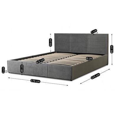Ліжко двоспальне оксамитове MEBEL ELITE ALISSON Velvet 140x200 Сірий жива фотографія