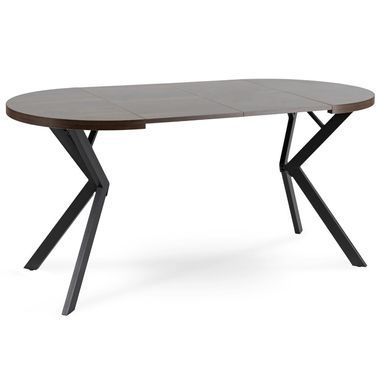 Стол раскладной круглый MEBEL ELITE DORIAN 80(160)х80 см Орех/Черный реальная фотография