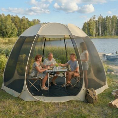 Садовая беседка с москитной сеткой Mebel Elit CAMA 354 см Бежевый/черный реальная фотография