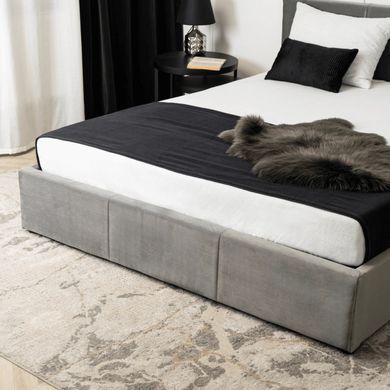 Ліжко двоспальне оксамитове MEBEL ELITE ALISSON Velvet 140x200 Сірий жива фотографія