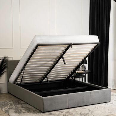 Ліжко двоспальне оксамитове MEBEL ELITE ALISSON Velvet 140x200 Сірий жива фотографія