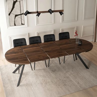 Стол раскладной круглый MEBEL ELITE LUKAS 100(250)х100 см Орех/черный реальная фотография