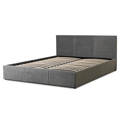 Ліжко двоспальне оксамитове MEBEL ELITE ALISSON Velvet 140x200 Сірий жива фотографія