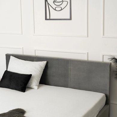 Ліжко двоспальне оксамитове MEBEL ELITE ALISSON Velvet 140x200 Сірий жива фотографія
