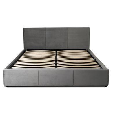 Ліжко двоспальне оксамитове MEBEL ELITE ALISSON Velvet 140x200 Сірий жива фотографія
