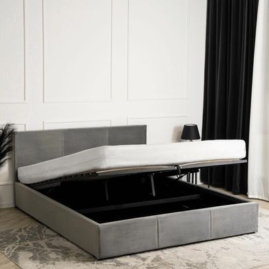 Ліжко двоспальне оксамитове MEBEL ELITE ALISSON Velvet 140x200 Сірий жива фотографія