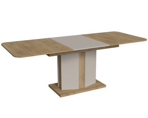Стіл розкладний CRYSTAL D/S MAX Intarsio 160(220)x90 стоун бейж/шовковий камінь жива фотографія